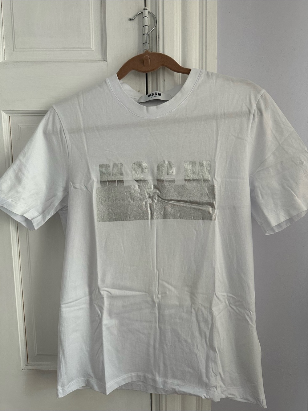 MSGM White Logo Graphic Tee for women